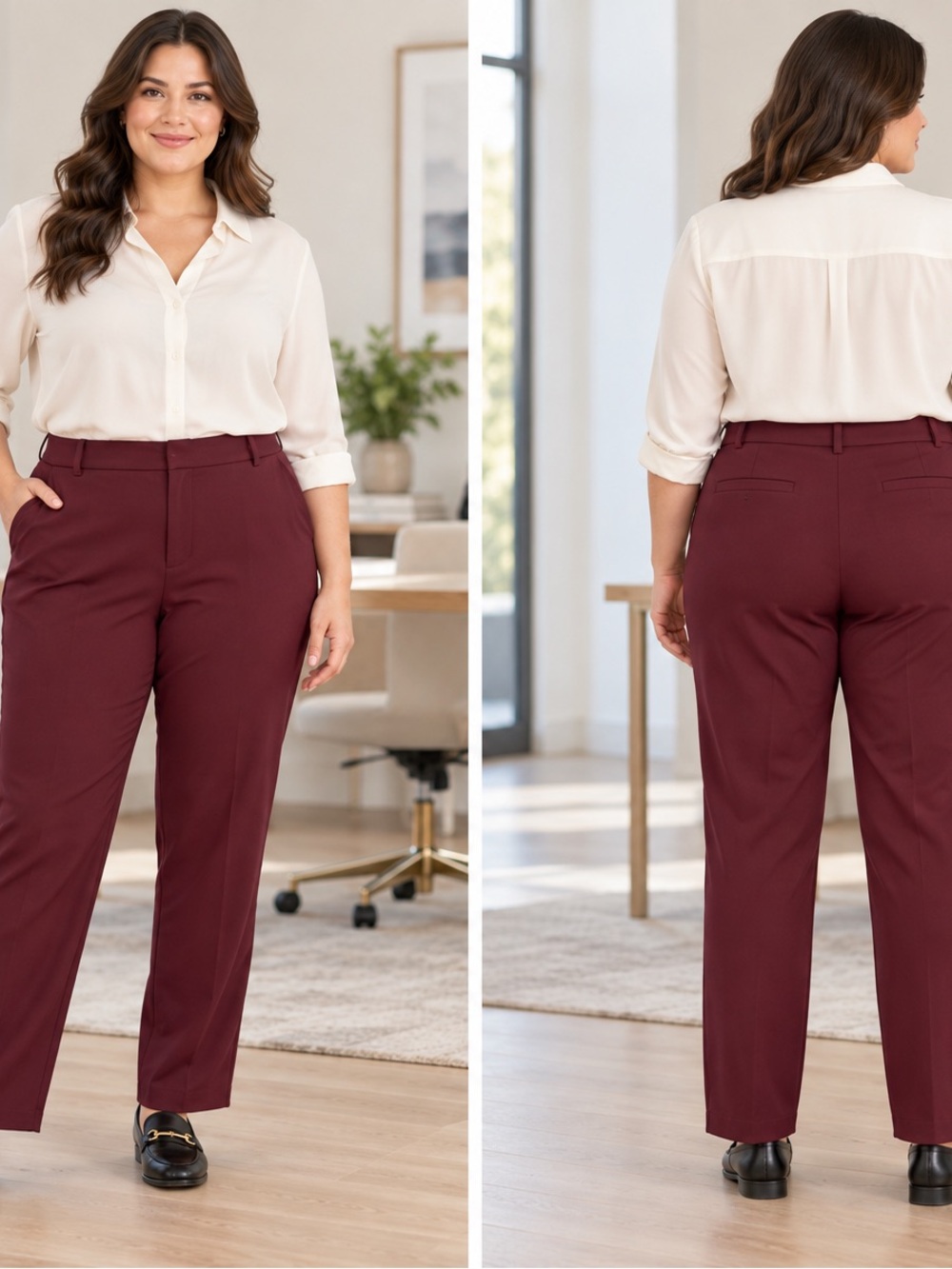 Reitmans Women's Straight-Leg Trousers in Wine